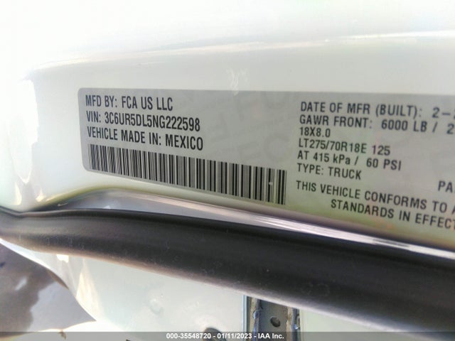3C6UR5DL5NG222598 RAM 2500 Big Horn