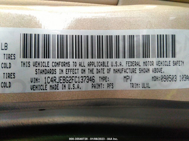 2015 Jeep Grand Cherokee, VIN: 1C4RJEBG2FC137346