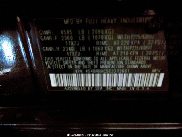 4S4BRBAC5E3213661 Subaru Outback 2.5i