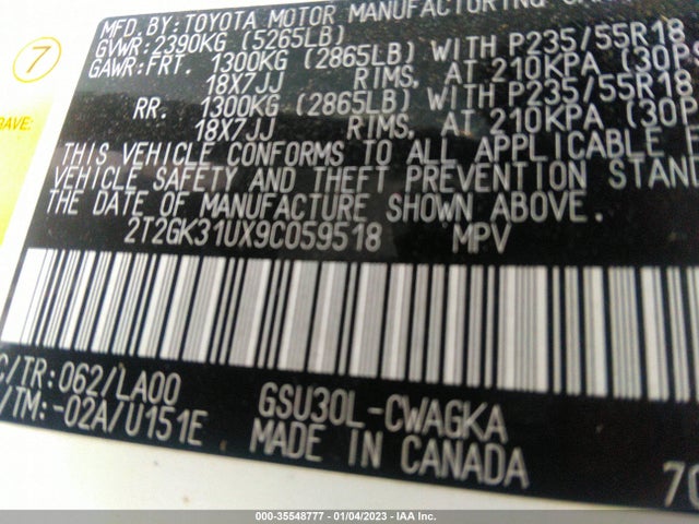 Lexus RX 350 2009 2T2GK31UX9C059518 Image 10