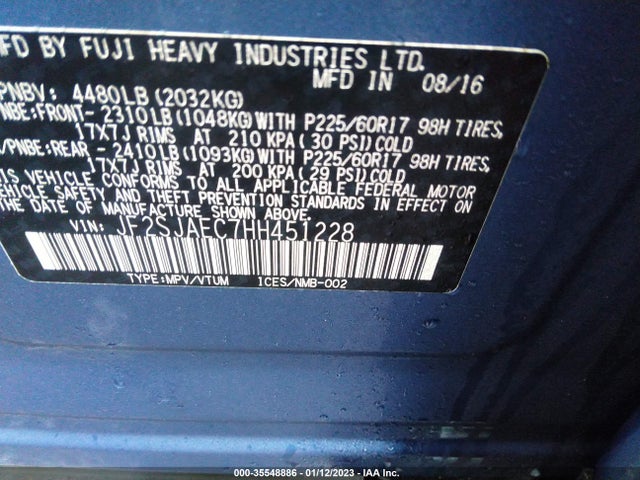 2017 Subaru Forester, VIN: JF2SJAEC7HH451228