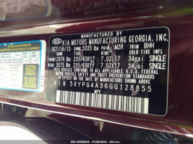 5XYPG4A36GG128855 KIA SORENTO LX