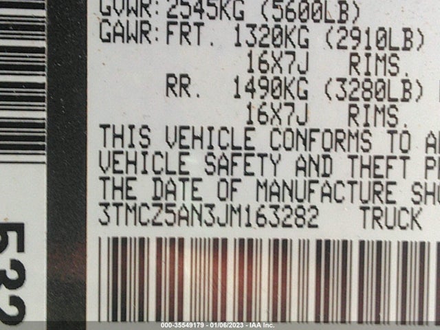 2018 Toyota Tacoma, VIN: 3TMCZ5AN3JM163282