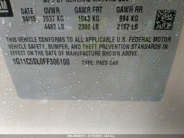 Chevrolet Malibu 2015 1G11C5SL0FF306100 Image 10