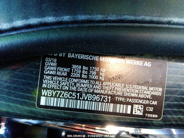 2018 BMW i3, VIN: WBY7Z6C51JVB96731