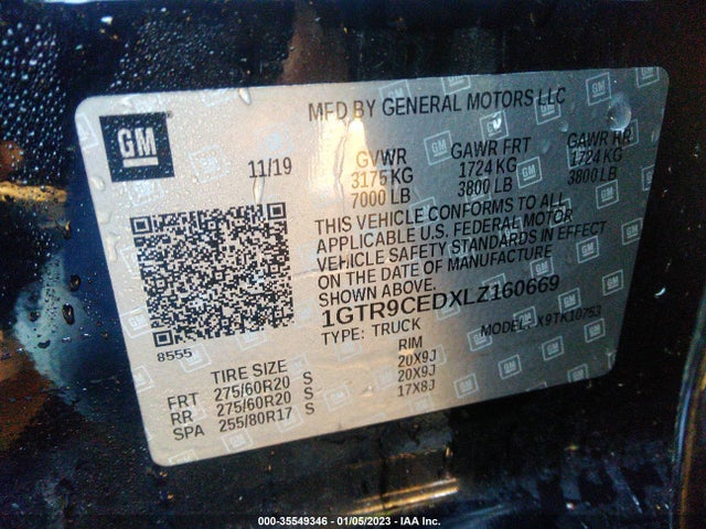 GMC Sierra 1500 Elevation 2020 1GTR9CEDXLZ160669 Image 9