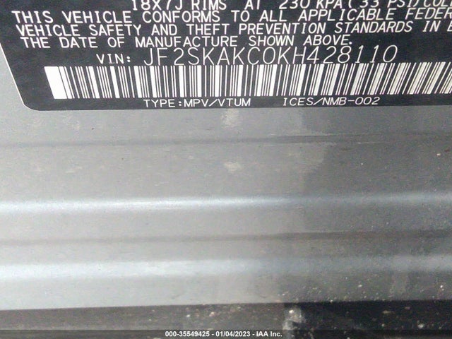 2019 Subaru Forester, VIN: JF2SKAKC0KH428110