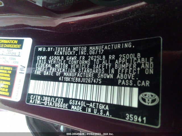 2018 Toyota Avalon, VIN: 4T1BK1EB8JU267475