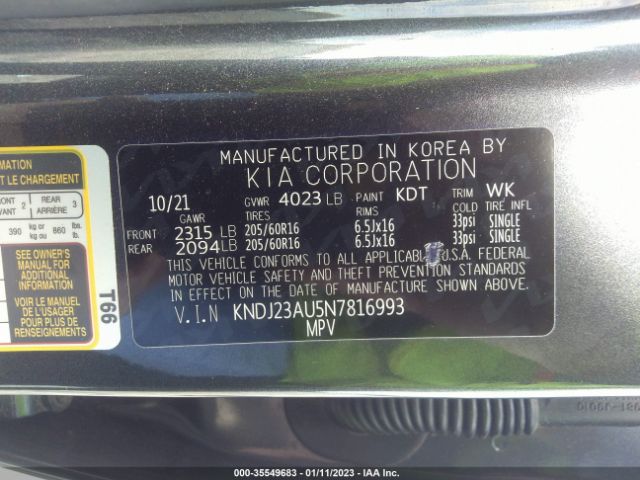KNDJ23AU5N7816993 KIA SOUL S
