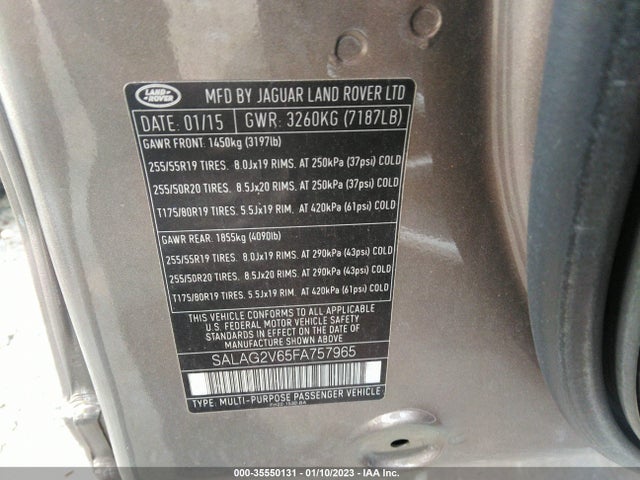 2015 Land Rover LR4, VIN: SALAG2V65FA757965