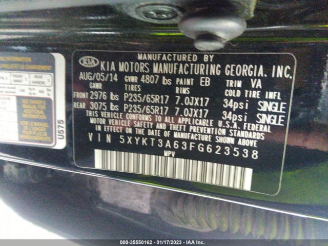 5XYKT3A63FG623538 KIA SORENTO LX