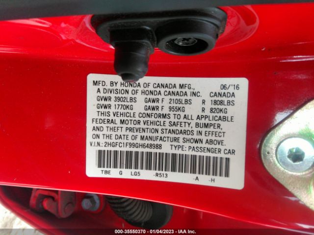 2HGFC1F99GH648988 Honda Civic Sedan Touring