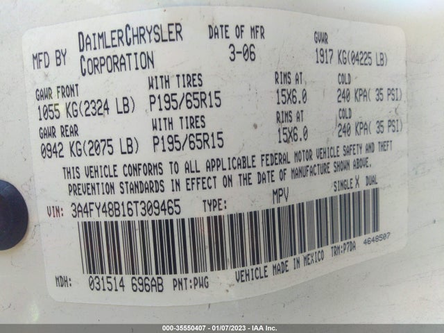 Chrysler Pt Cruiser 2006 3A4FY48B16T309465 Image 9