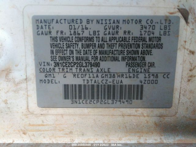 3N1CE2CP2GL379490 Nissan Versa Note S Plus