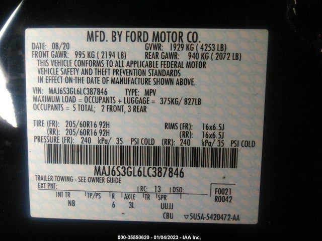 2020 Ford Ecosport, VIN: MAJ6S3GL6LC387846