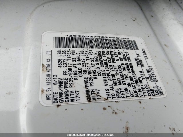 2013 NISSAN ROGUE SV VIN: JN8AS5MV4DW138729