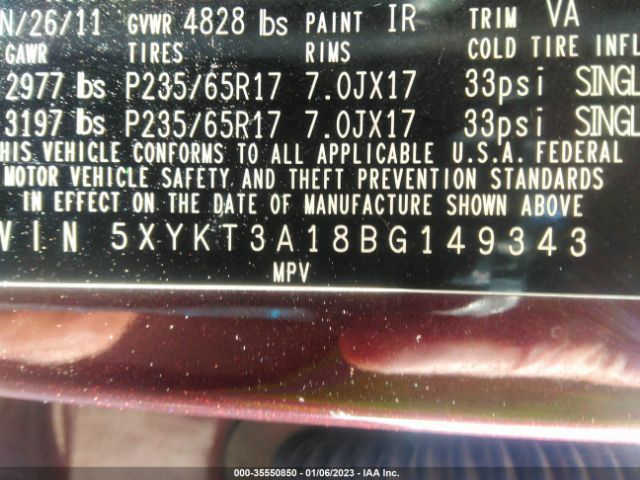 5XYKT3A18BG149343 KIA SORENTO LX