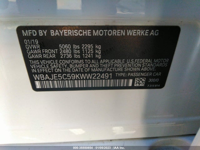 2019 BMW 5 Series, VIN: WBAJE5C59KWW22491