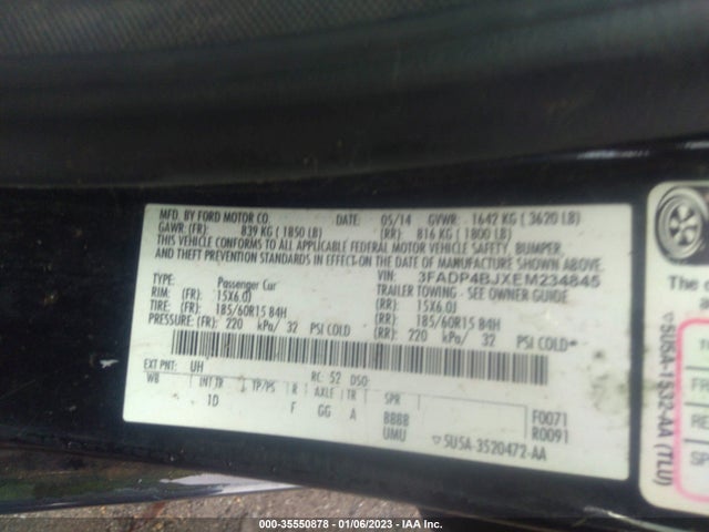 2014 FORD FIESTA SE VIN: 3FADP4BJXEM234845
