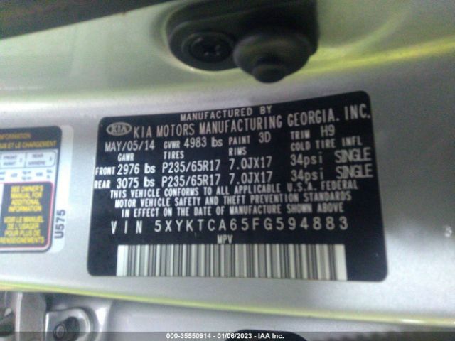 5XYKTCA65FG594883 KIA SORENTO LX