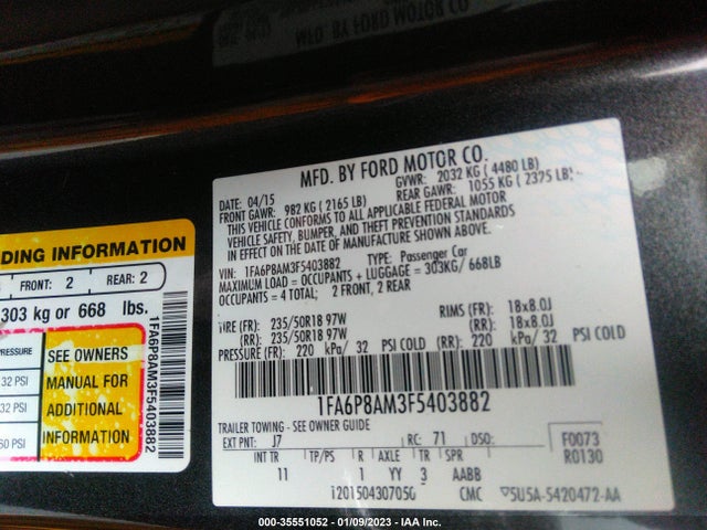 2015 Ford Fastback, VIN: 1FA6P8AM3F5403882
