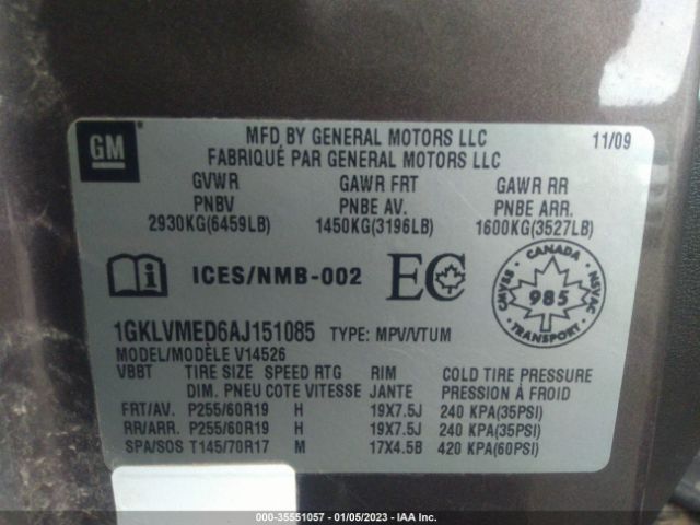 1GKLVMED6AJ151085 GMC Acadia Slt1
