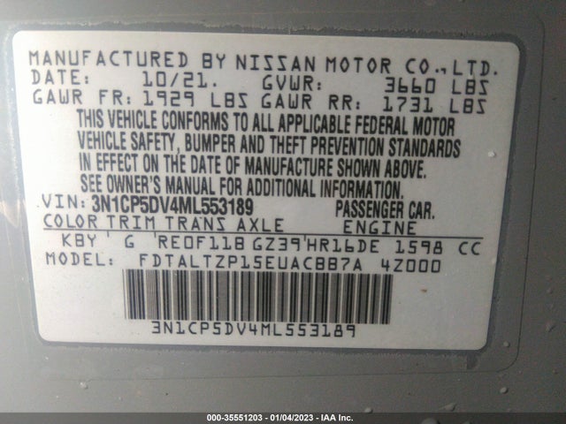 2021 Nissan Kicks, VIN: 3N1CP5DV4ML553189