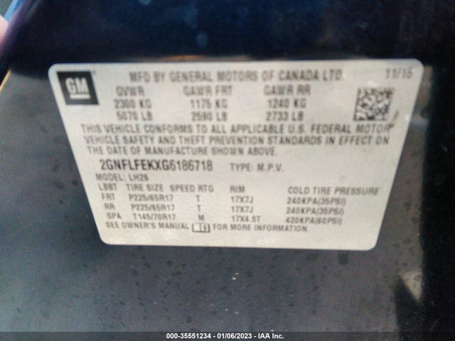 Chevrolet EQUINOX LT 2016 2GNFLFEKXG6186718 Image 9