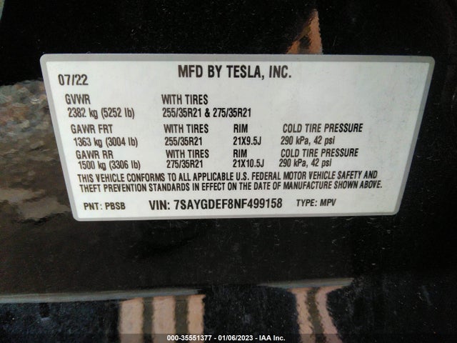 Tesla Model Y 2022 7SAYGDEF8NF499158 Image 10
