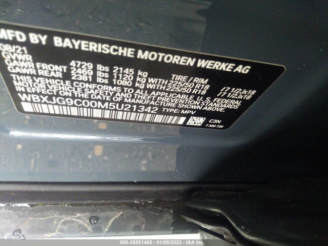 2021 BMW X1, VIN: WBXJG9C00M5U21342