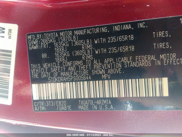 2023 Toyota Highlander, VIN: 5TDKDRAH5PS005644