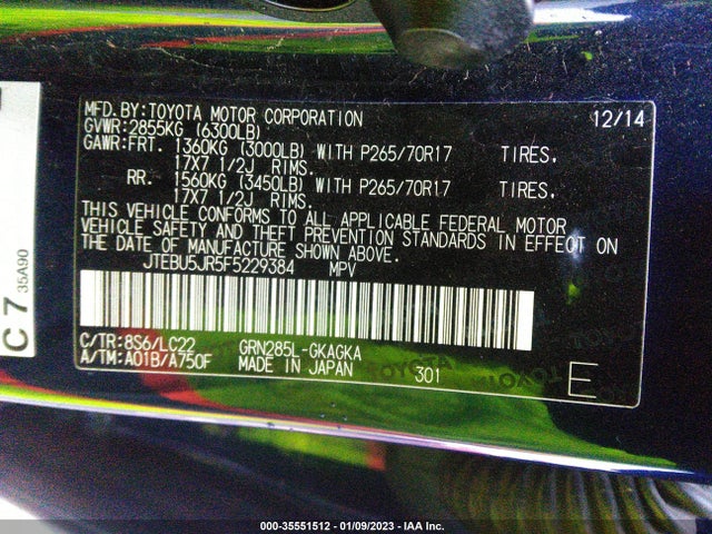 2015 Toyota 4Runner, VIN: JTEBU5JR5F5229384