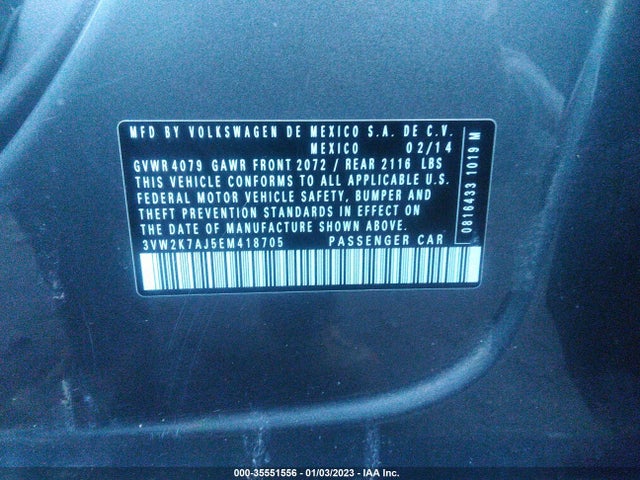3VW2K7AJ5EM418705 Volkswagen Jetta Sedan S