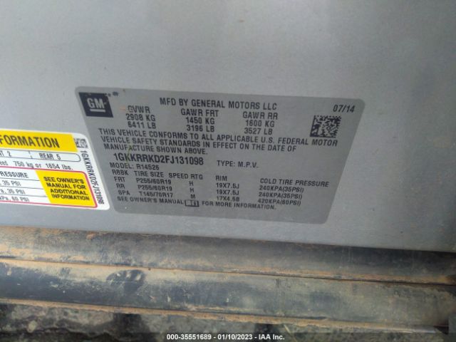 1GKKRRKD2FJ131098 GMC ACADIA SLT