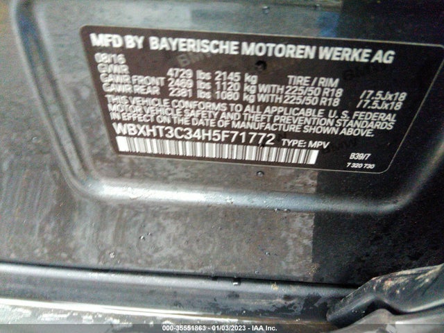 2017 BMW X1, VIN: WBXHT3C34H5F71772