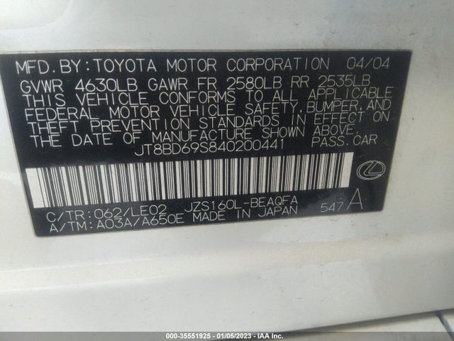Lexus GS 300 2004 JT8BD69S840200441 Image 10