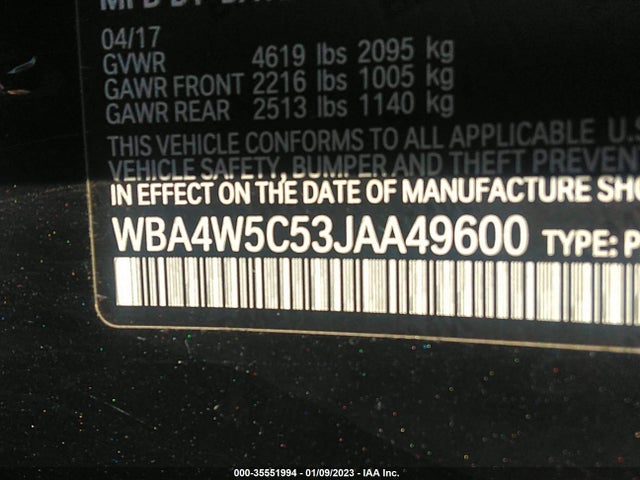 WBA4W5C53JAA49600 BMW 4 Series 430i Xdrive