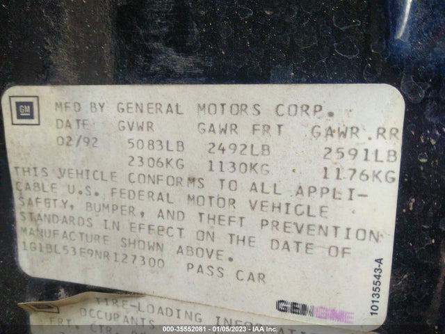 Chevrolet Caprice 1992 1G1BL53E9NR127300 Image 9