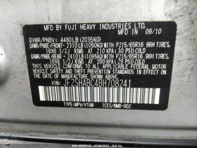 JF2SHABC4BH708241 Subaru Forester 2.5x