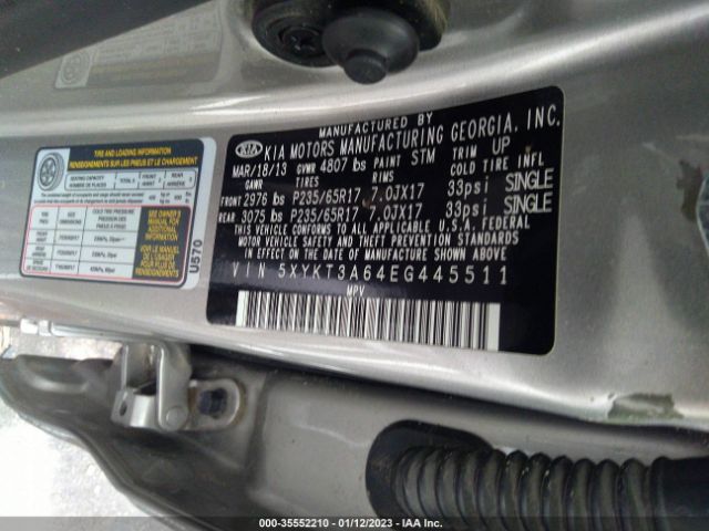 5XYKT3A64EG445511 KIA SORENTO LX