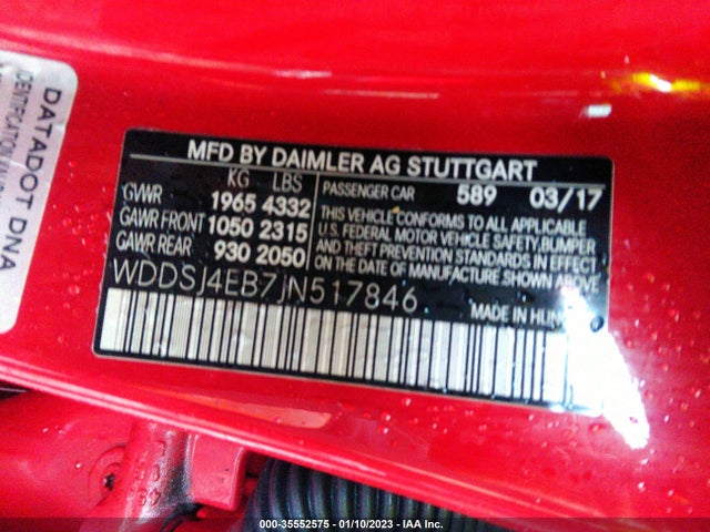 2018 Mercedes-Benz CLA-Class, VIN: WDDSJ4EB7JN517846