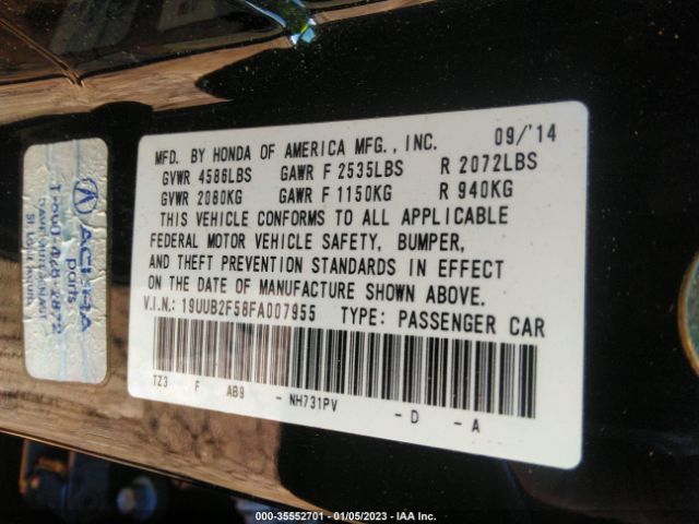 19UUB2F58FA007955 Acura Tlx V6 Tech