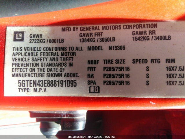 5GTEN43E888191095 Hummer H3 Suv Luxury