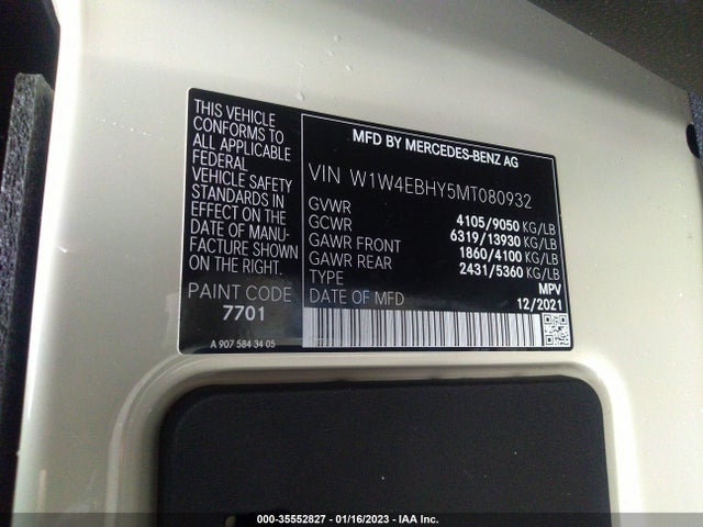 W1W4EBHY5MT080932 Mercedes-Benz Sprinter 2500 Standard Roof V6