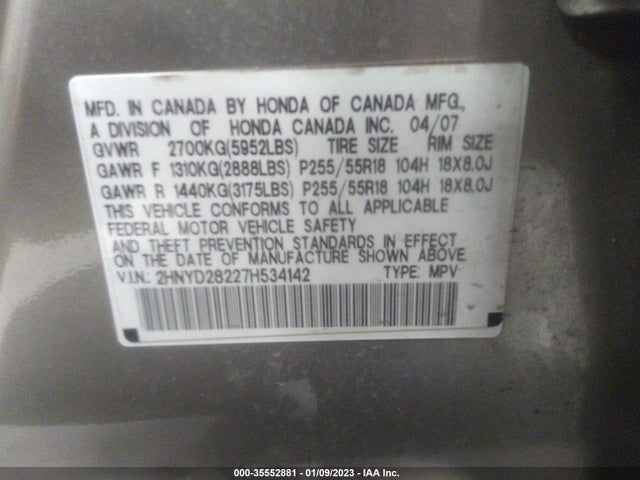 Acura MDX 2007 2HNYD28227H534142 Image 10