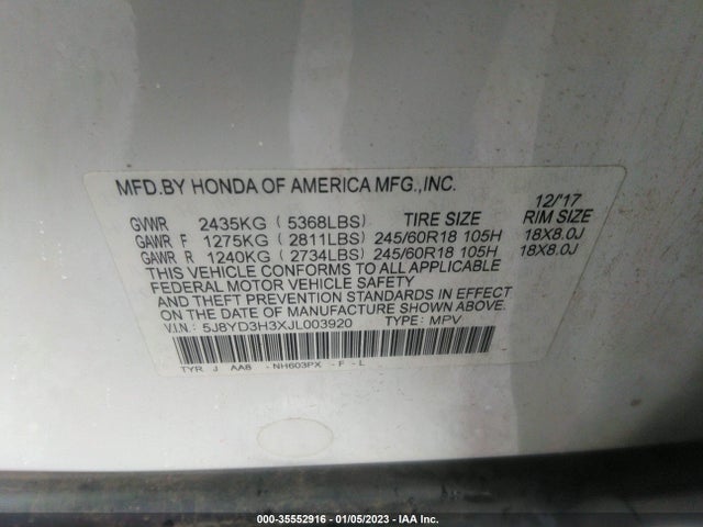 2018 Acura MDX, VIN: 5J8YD3H3XJL003920