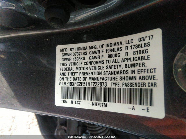 Honda Civic Sedan Lx 2017 19XFC2F51HE222873 Image 10