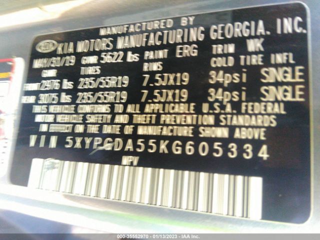 5XYPGDA55KG605334 KIA Sorento S V6