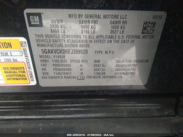 2015 Buick Enclave, VIN: 5GAKVCKD6FJ289028
