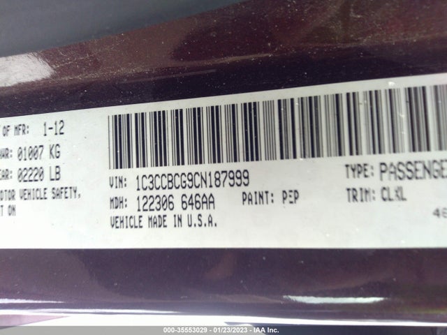 Chrysler 200 Limited 2012 1C3CCBCG9CN187999 Image 9
